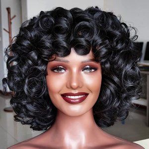 Curly hair Wigs Big Curl Bouncy Hairstyle Wig Celebrity Hair Wig Black hair Wigs